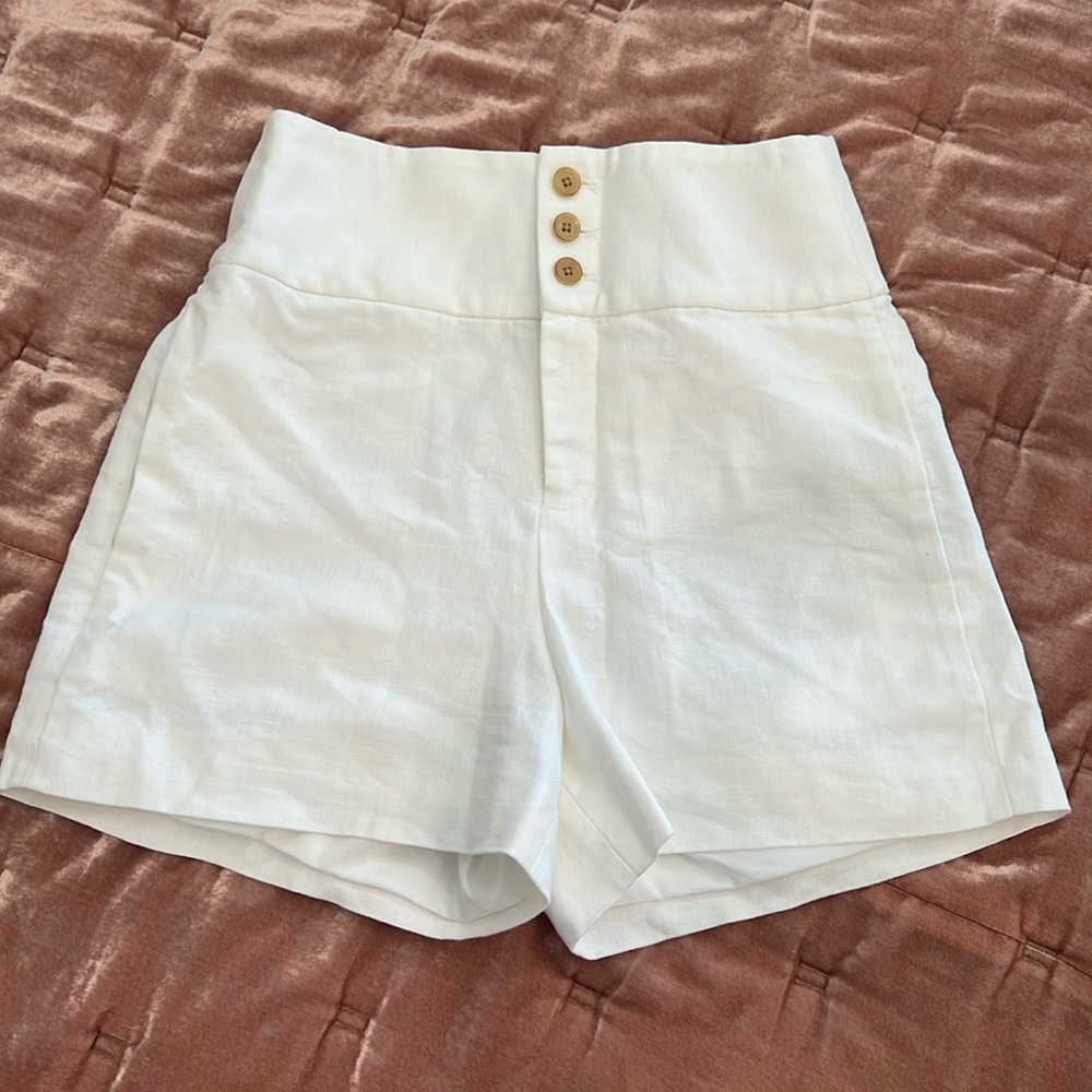 J. Crew White Linen High Waist White Shorts